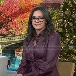 Savannha’s burgundy twist front leather shirt on Today