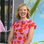 Lela Rose’s pink and red fruit guipure dress on Today