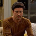 Li Shin’s camel ribbed sweater on Days of our Lives