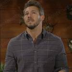 Liam’s grey checked shirt on The Bold and the Beautiful