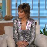 Lisa Rinna’s metallic snakeskin print blazer and pants on The Talk