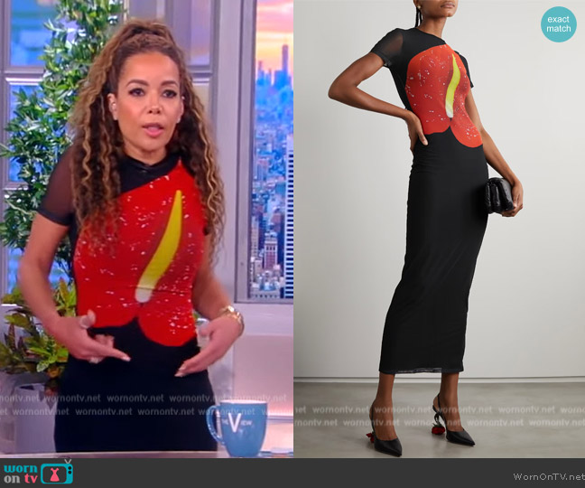 Loewe Anthurium Mesh Maxi Dress worn by Sunny Hostin on The View