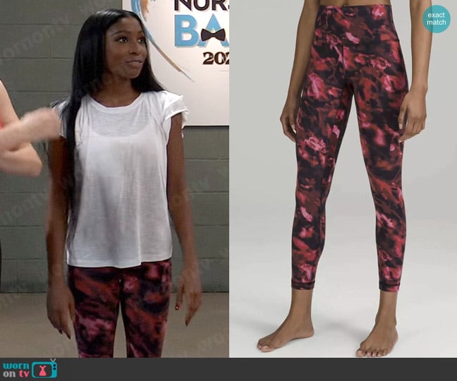 Lululemon Align Tights in Intensity Pink Blossom worn by Trina Robinson (Tabyana Ali) on General Hospital