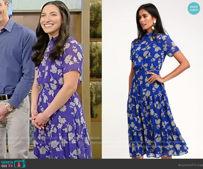 Lulus Floral Dressed Up Royal Blue Floral Print Midi Dress worn by Fillip Hord on Tamron Hall Show