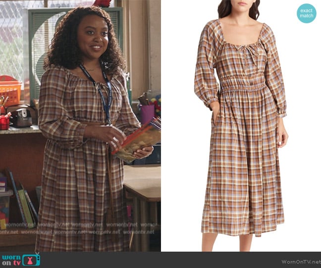 Madewell Sophia Long Sleeve Stretch Cotton Gauze Midi Dress worn by Janine Teagues (Quinta Brunson) on Abbott Elementary