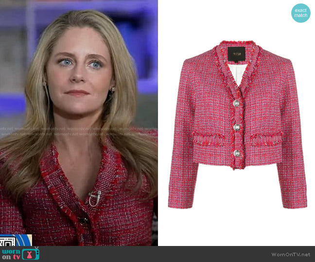 Maje Cropped Tweed Jacket worn by Jenny Jackson on Good Morning America