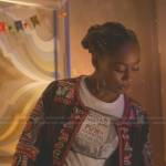 Malika’s brown embroidered jacket on Good Trouble