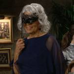 Mamie’s navy cape overlay gown on The Young and the Restless