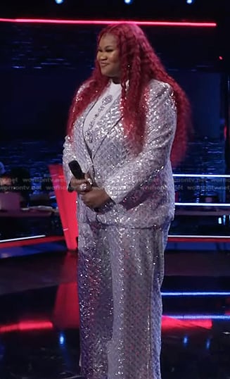 Manasseh Samone's sequin pant suit on The Voice