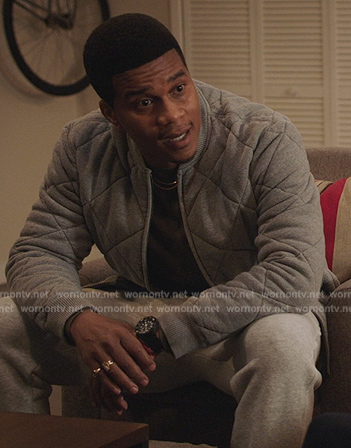 Marcus's gray quilted bomber jacket on All American Homecoming