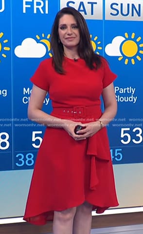 WornOnTV: Maria’s red belted flare dress on Today | Maria Larosa ...