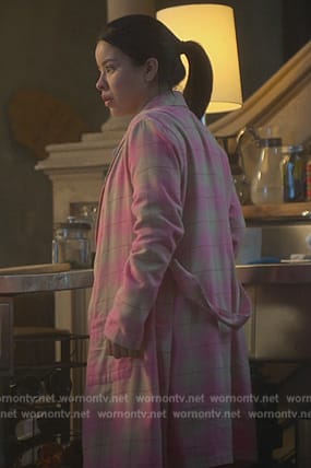 Mariana’s pink plaid robe on Good Trouble