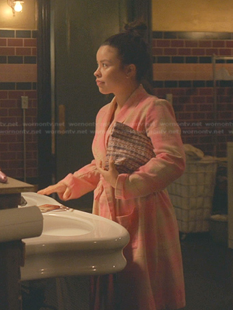 Mariana's pink plaid robe on Good Trouble