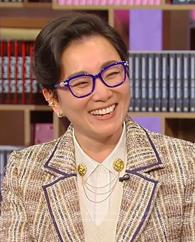 Marie Lu’s tweed blazer on Tamron Hall Show