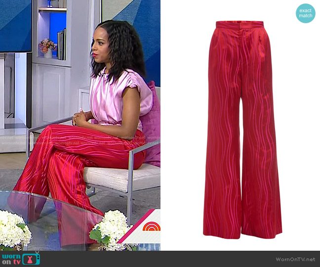 Markarian Lily Wave Print Wide Leg Pants worn by Kerry Washington on Today