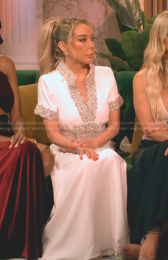 Marysol’s white embellished reunion dress on The Real Housewives of Miami