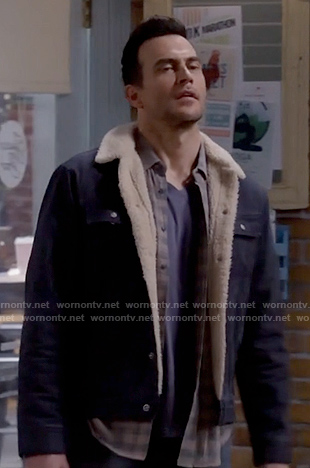 Max's denim and shearling jacket on Call Me Kat