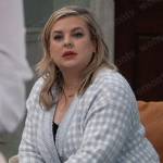 Maxie’s blue checked cardigan on General Hospital