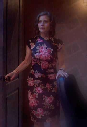 Megan’s black floral sheath dress on Days of our Lives