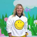 Meredith Sinclair’s white smiley face sweatshirt on Today