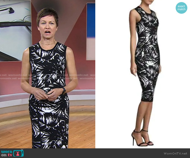 Michael Kors Palm Jacquard Sheath Dress worn by Stephanie Gosk on Today