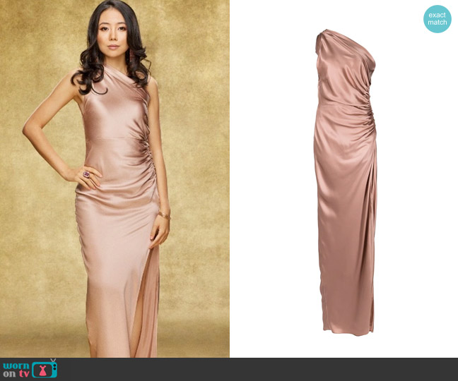 Michelle Mason One-shoulder Silk Gown worn by Allie Nguyen (Kelsey Wang) on The Young and the Restless