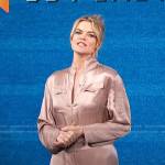 Missi Pyle’s pink satin jumpsuit on Access Hollywood