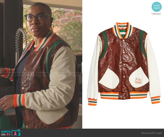 Mitchell & Ness Dedication Leather Varsity Jacket worn by Henrietta Wilson (Aisha Hinds) on 9-1-1