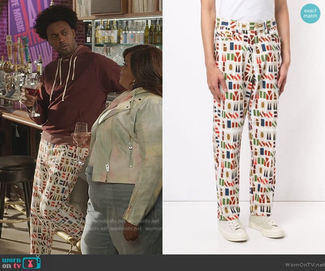 Issey Miyake Monogram Print Trousers worn by Noah Koles (Echo Kellum) on Grand Crew