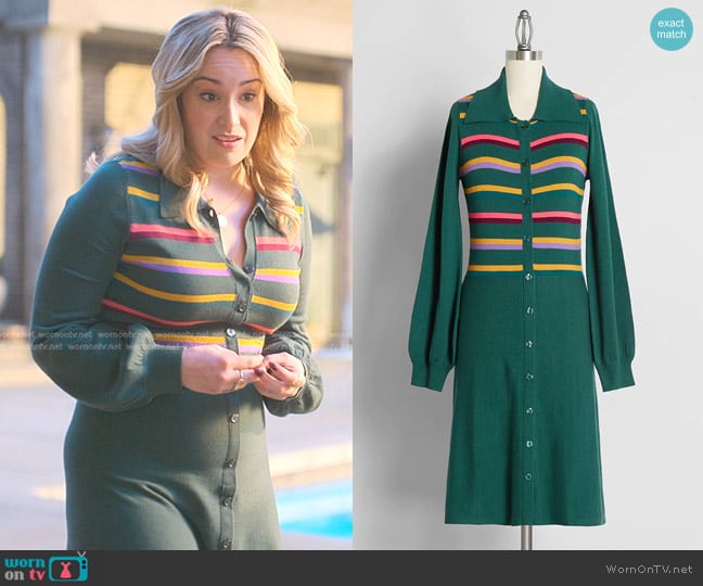 Modcloth 70's Sweetness Sweater Dress worn by Davia (Emma Hunton) on Good Trouble