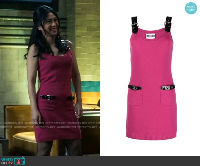 Moschino Contrast Trim Knitted Mini Dress worn by Melody Bayani (Liza Lapira) on The Equalizer