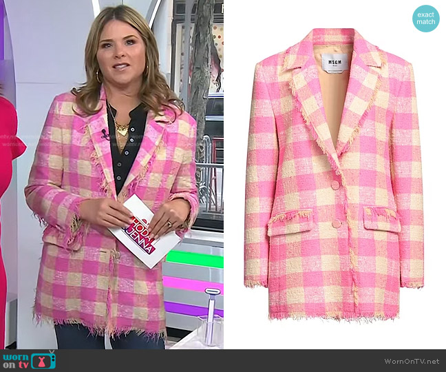 MSGM Check Tweed Jacket worn by Jenna Bush Hager on Today