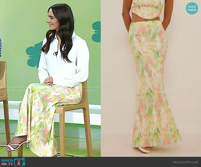 Na-Kd Matte Satin Maxi Skirt worn by Olivia Perez on Today