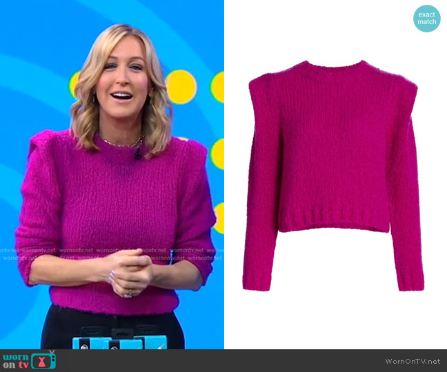 WornOnTV: Lara’s purple puff sleeve sweater on Good Morning America ...