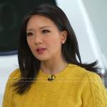 Nancy Chen’s yellow bobble knit sweater on CBS Mornings