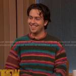 Nat Wolff’s striped cashmere sweater on The Drew Barrymore Show