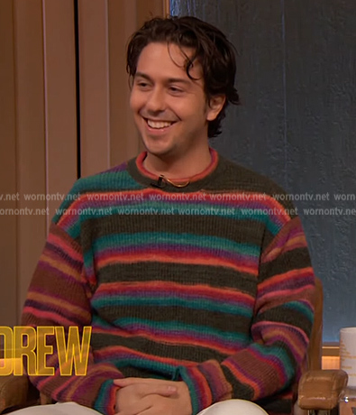 Nat Wolff’s striped cashmere sweater on The Drew Barrymore Show