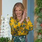 Natalie’s yellow floral print blouse and skirt on The Talk