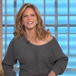 Natalie’s gray ribbed off shoulder sweater on The Talk