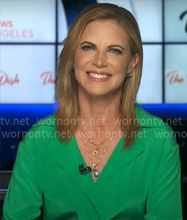 Natalie Morales's green blouse on CBS Mornings