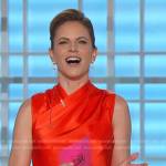 Natalie’s red satin wrap top and pants on The Talk