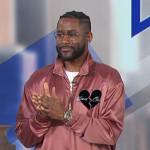 Nate Burleson’s satin jacket and pants on The Talk