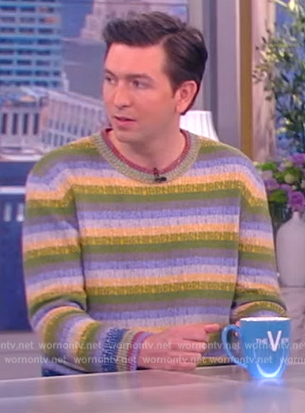 Nicholas Braun’s stripe metallic sweater on The View