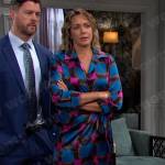 Nicole’s blue and pink geometric print dress on Days of our Lives