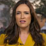 Nikki Battiste’s yellow v-neck blouse on CBS Mornings