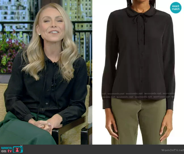 WornOnTV: Kelly’s black blouse and green pants on Live with Kelly ...