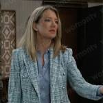 Nina’s blue tweed blazer on General Hospital