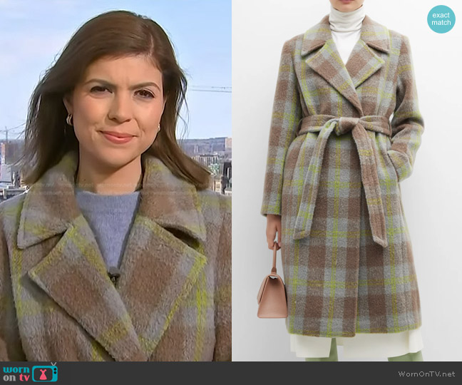 Noize Katja Plaid Belted Coat worn by Monica Alba on NBC News Daily