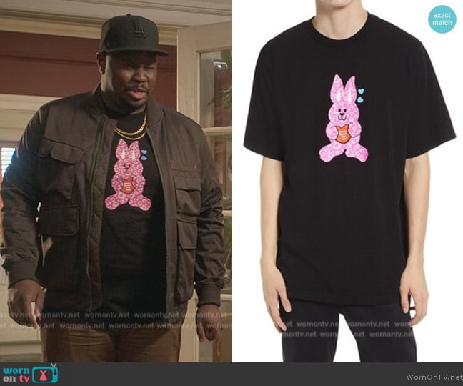 Noon Goons Gift Bunny Graphic Tee worn by Sherm Jones (Carl Tart) on Grand Crew