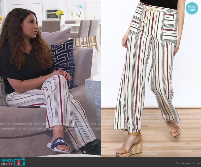 One the Land Stripe Pants worn by Jennifer Aydin on The Real Housewives of New Jersey